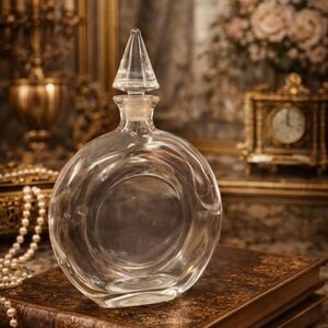 VINTAGE GUERLAIN PERFUME BOTTLE CLEAR GLASS ROUND STOPPER FRANCE